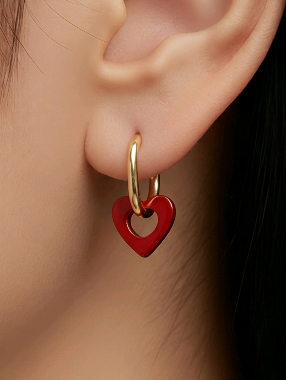 Gold Heart Huggie Earrings Removable Charm Dainty It Girl Stack Viral Jewelry